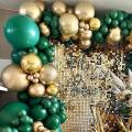 Green Garland Arch Kit Gold Balloons Chrome Metallic Foil Balls Decor