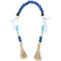 Christmas Diy Tassel Hemp Rope and Wooden Bead Garland -blue