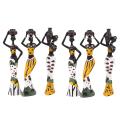 3pcs Retro Vase African Woman Exotic Resin Culture Figurines Yellow