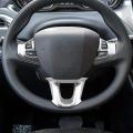 3pcs Car Steering Wheel Cover for Peugeot 2008 208 308 Matte Silver