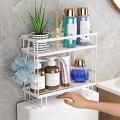 2-tier Bathroom Organizer Toilet Paper Holder, No Drilling(black)