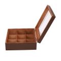 Wooden 9 Grids Tea Box Tea Bags Container Storage Box-red Wine Color