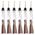 6 Pcs Snowman Wood Bead Garland Christmas Tree Ornaments(red)