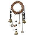 Witch Bells Wreath Handmade Wind Chimes Witch Rattan Bells