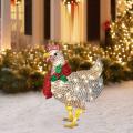 Light-up Chicken with Scarf Christmas Decoration for Outdoor Garden