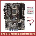 B75 Btc Mining Motherboard+g1610 Cpu+sata Cable Lga1155 Usb Adapter