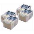 4pcs Wardrobe Storage Organiser, Jeans Compartment Storage Box White