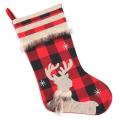 Christmas Home Decor Socks, Red Black Plaid, Gift Bags ( Elk )