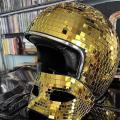 Disco Ball Helmet with Retractable Visor (gold)