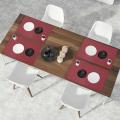 Pu Leather Placemats Set Of 6 Washable Table Mats for Home Red
