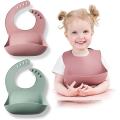 Silicone Baby Bibs,waterproof with Food Catcher for Babies Toddlers