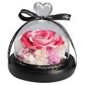 Eternal Flowers In Heart Glass Dome with Led Light for Women Girls 4