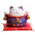 Lucky Cat Ornaments Savings Piggy Bank Ceramic Lucky Cat Purple
