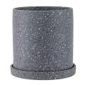 Ceramic Flower Pot with Tray Storage Container Plant Flowerpot Gray
