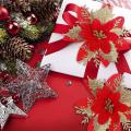 Christmas Artificial Flowers for Wedding Party Decoration,gold+red