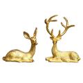 2 Pcs Noble Couple Deer Statue Home Decor Collectible Animal Elk