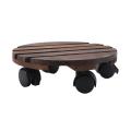 Plant Stand Caddy Flower Pot Wooden Trolley Mover with Wheels-35cm