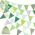 40 Feet Fabric Bunting Banner Vintage Bunting Flag for Party Green
