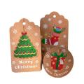 100pcs Christmas Vintage Kraft Paper Tags Santa Claus Tag with Rope