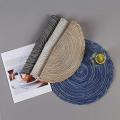 Round Woven Place Mats Set Of 6 Table Mat Woven Washable (blue)