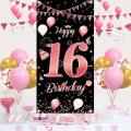 16th Birthday Girls and Boys Pink Decoration Banner Background