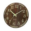 12 Inch Wooden Luminous Rural Clock, Silent Non-ticking Clock