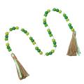 St. Patrick's Day Wood Beads Garland, Rustic Tassels Farmhouse, C