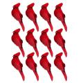 12pcs Clip-on Artificial Red Christmas Ornaments Feathered Bird Xmas