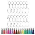 64 Pcs Acrylic Transparent Keychains and Tassel Pendant for Diy Craft