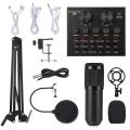 Bm800 Microphone Kit with Sound Card Microphone for Computer(black)