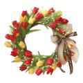 Artificial Tulip Wreath for Front Door Farmhouse Wall Window Decor