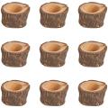 9 Pack Wood Tealight Candle Holders, Rustic Wedding Decorations