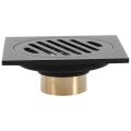 4 Inch Square Shower Drain with Removable Cover Grate Matte Black