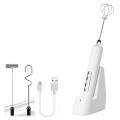 Usb Milk Frother Electric Blender Mixer 3-speeds for Coffee White