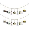 2pcs Wall Hanging Photo Wooden Beads with 9 Clips for Home, Nursery