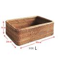 Hand-woven Rectangular Rattan Wicker Basket Kitchen Household Tools-l