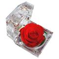 Handmade Preserved Rose with Acrylic Crystal Ring Box (red)