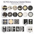 192pcs Celestial Stickers for Scrapbooking Planet Moon Space Stickers