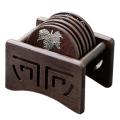 Ebony Round Wooden Square Chinese Style Tea Accessories Set B