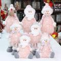Christmas Pink Stretchable Santa Claus Snowman Plush Dolls Toy D