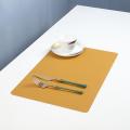4 Pieces Of Artificial Leather Table Mat, Gray/blue/yellow/green
