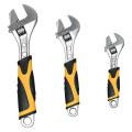 3 Piece Adjustable Wrench Set High Carbon Steel with Rubber Handles