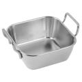 Stainless Steel Food Storage Tray Double Ears Fried Chicken Square, A