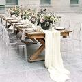 Table Runner 27x118 Inches Wedding Table Decorations Beige-white
