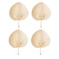 4pcs Chinese Style Handmade Straw Fan Hand-woven Palm Leaf Fans