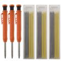Solid Carpenter Pencil Set with 18 Refill Leads, Black+yellow