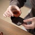Ebony Round Wooden Square Chinese Style Tea Accessories Set B