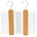 2pcs Wood Tie Rack Holder, Rotate Storage Rack with Non-slip Clips