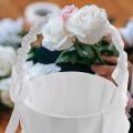 Romantic White Satin Bowknot Pearl Flower Basket Wedding Ceremony