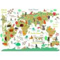 Cartoon Animals World Map Wall Stickers Diy Wallpaper for Kids Room